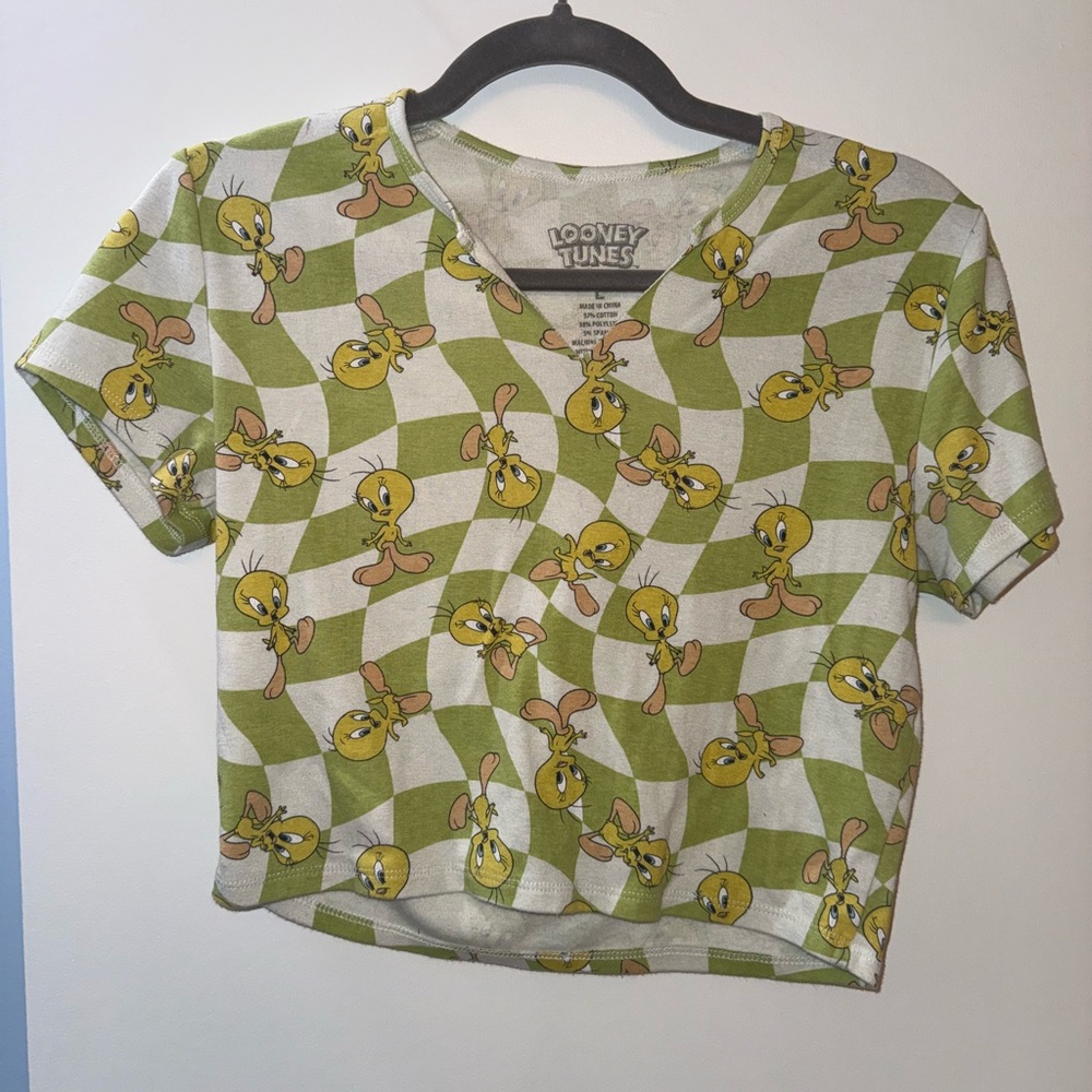 Looney Tunes Tweety Women's Green Crop Top